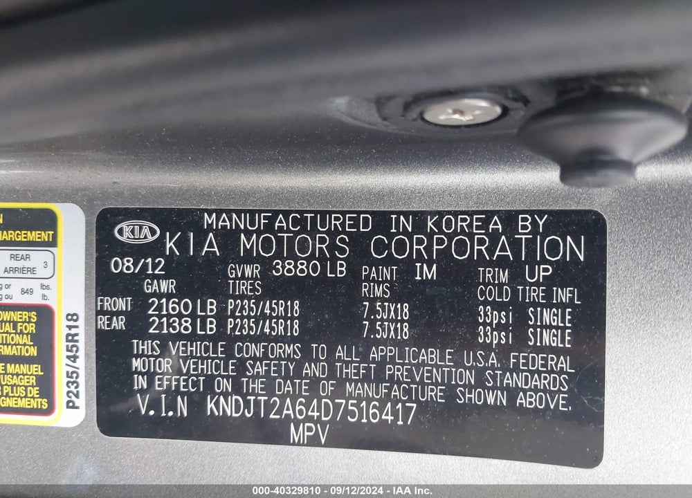 2013 KIA SOUL VIN: KNDJT2A64D7516417