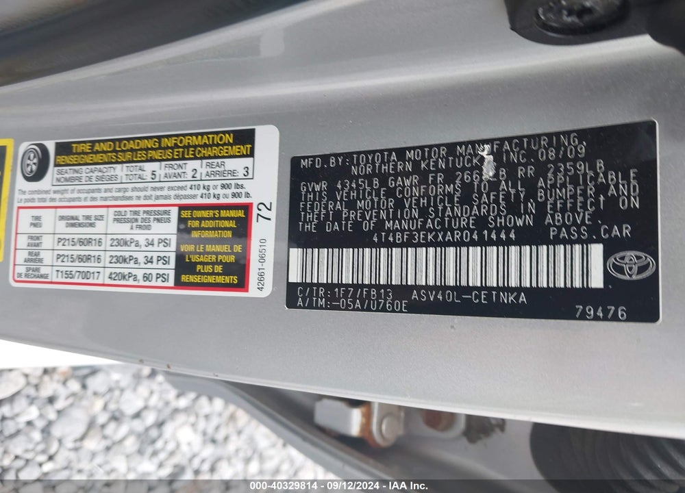 2010 TOYOTA CAMRY LE VIN: 4T4BF3EKXAR041444