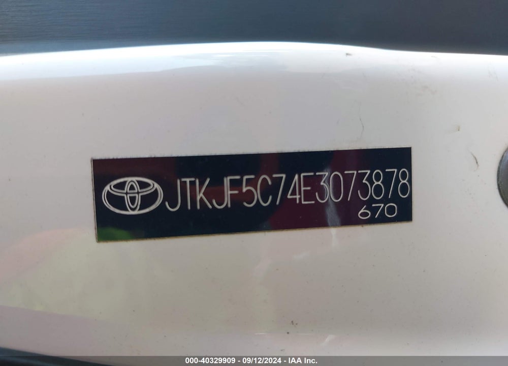 2014 SCION TC VIN: JTKJF5C74E3073878