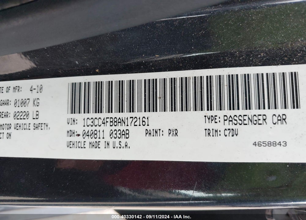 2010 CHRYSLER SEBRING TOURING VIN: 1C3CC4FB8AN172161