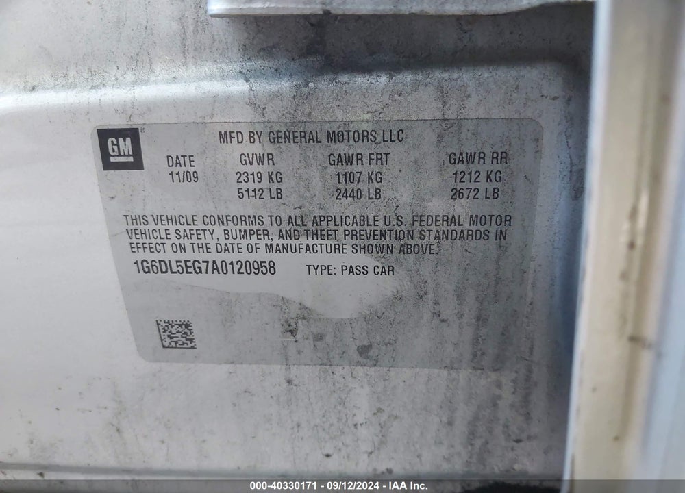 2010 CADILLAC CTS PERFORMANCE VIN: 1G6DL5EG7A0120958
