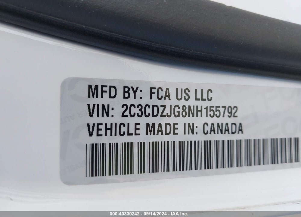 2022 DODGE CHALLENGER GT VIN: 2C3CDZJG8NH155792