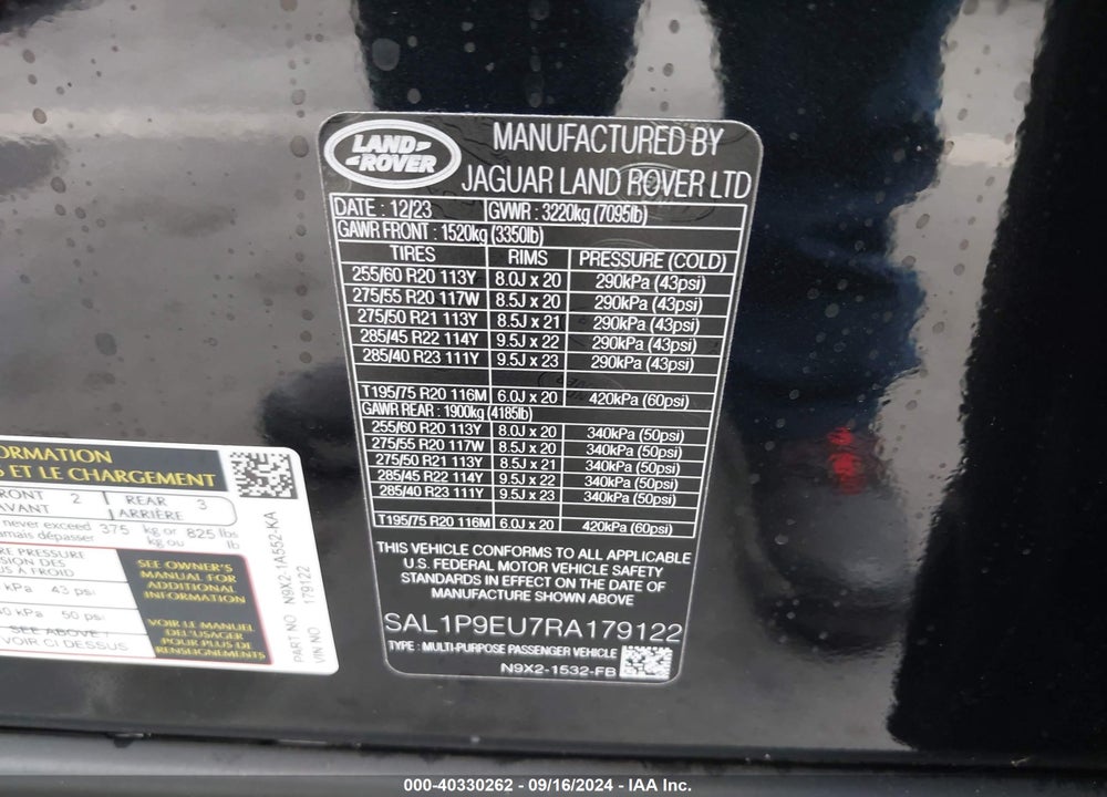 2024 LAND ROVER RANGE ROVER SPORT SE VIN: SAL1P9EU7RA179122