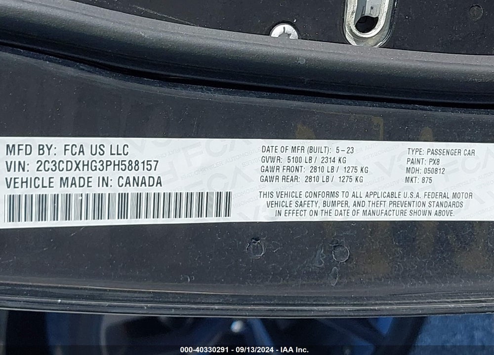 2023 DODGE CHARGER VIN: 2C3CDXHG3PH588157