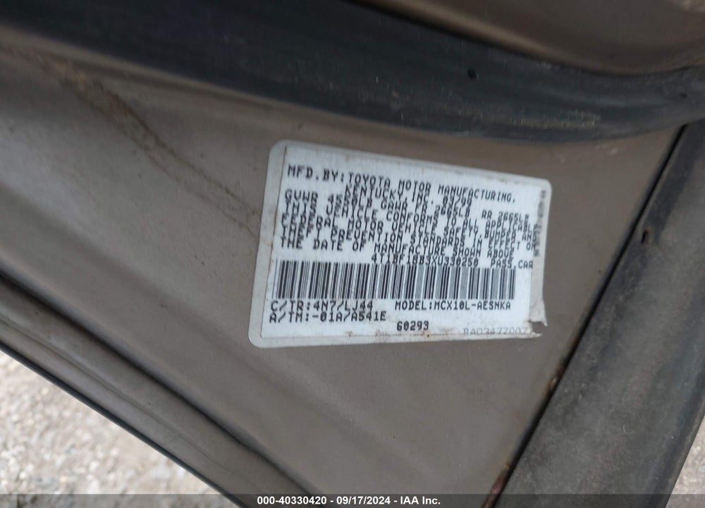 1999 TOYOTA AVALON XL VIN: 4T1BF18B3XU330250