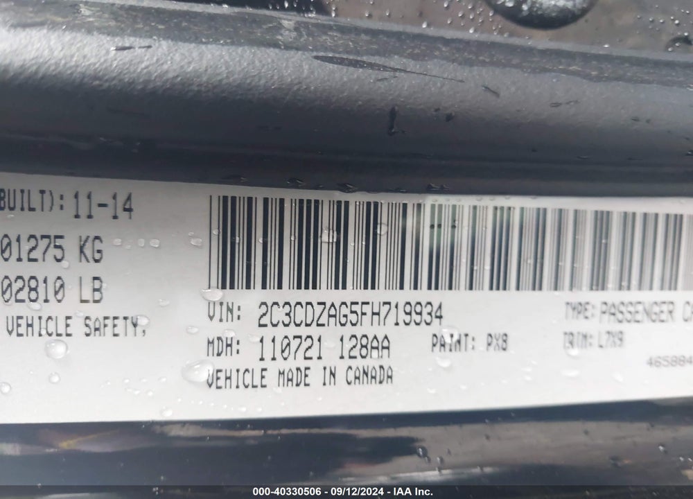2015 DODGE CHALLENGER SXT VIN: 2C3CDZAG5FH719934