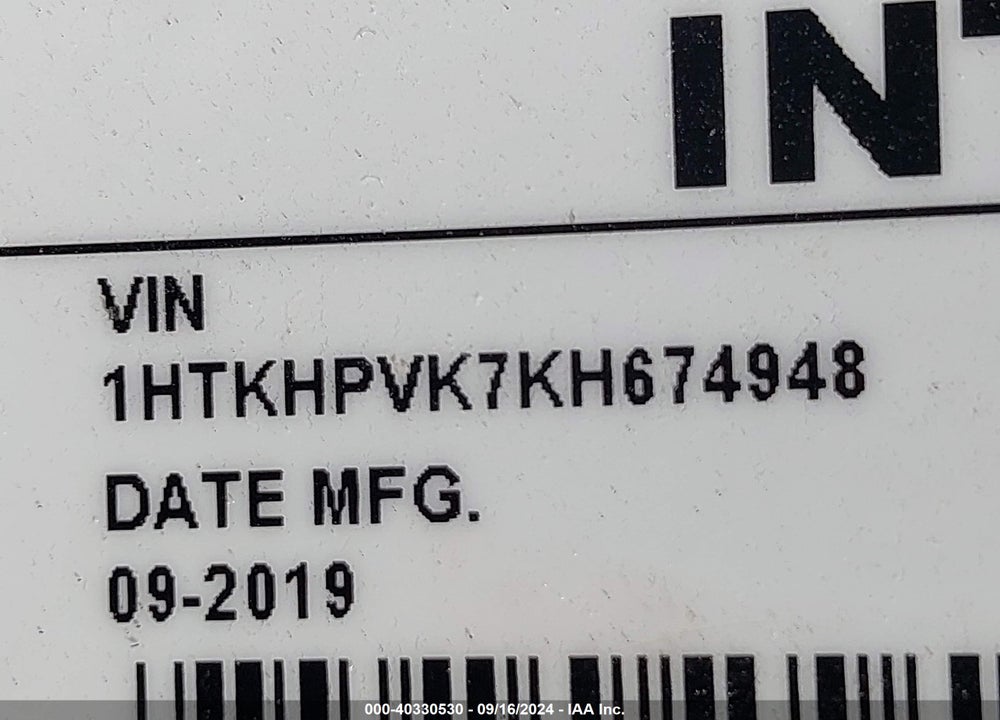 2019 CHEVROLET SILVERADO 4500HD 1WT VIN: 1HTKHPVK7KH674948
