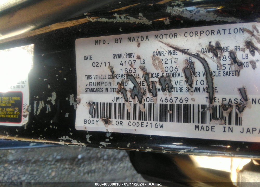 2011 MAZDA 3 S GRAND TOURING VIN: JM1BL1M60B1466769