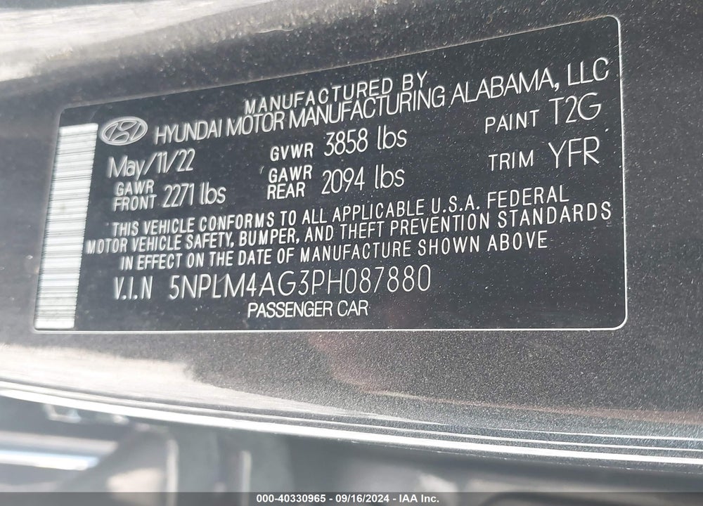 2023 HYUNDAI ELANTRA SEL VIN: 5NPLM4AG3PH087880