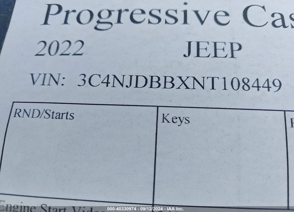 2022 JEEP COMPASS LATITUDE 4X4 VIN: 3C4NJDBBXNT108449