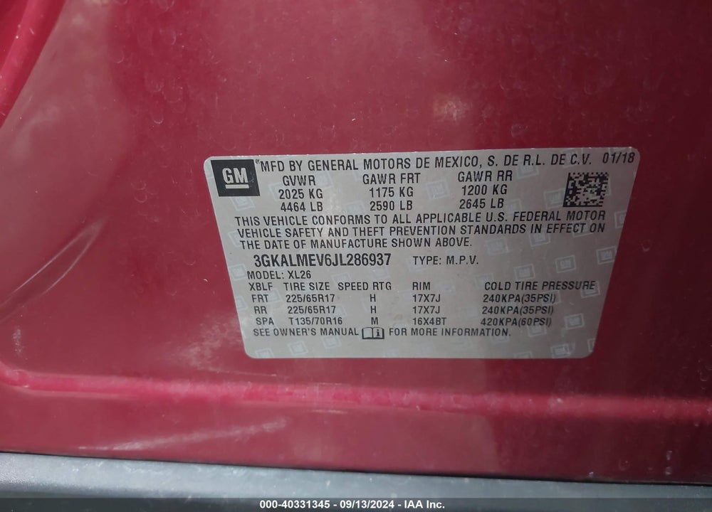2018 GMC TERRAIN SLE VIN: 3GKALMEV6JL286937