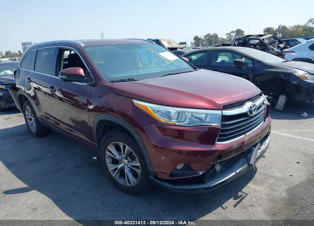 2015 TOYOTA HIGHLANDER XLE V6 VIN: 5TDKKRFH2FS098667