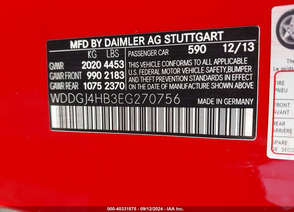 2014 MERCEDES-BENZ C 250 VIN: WDDGJ4HB3EG270756