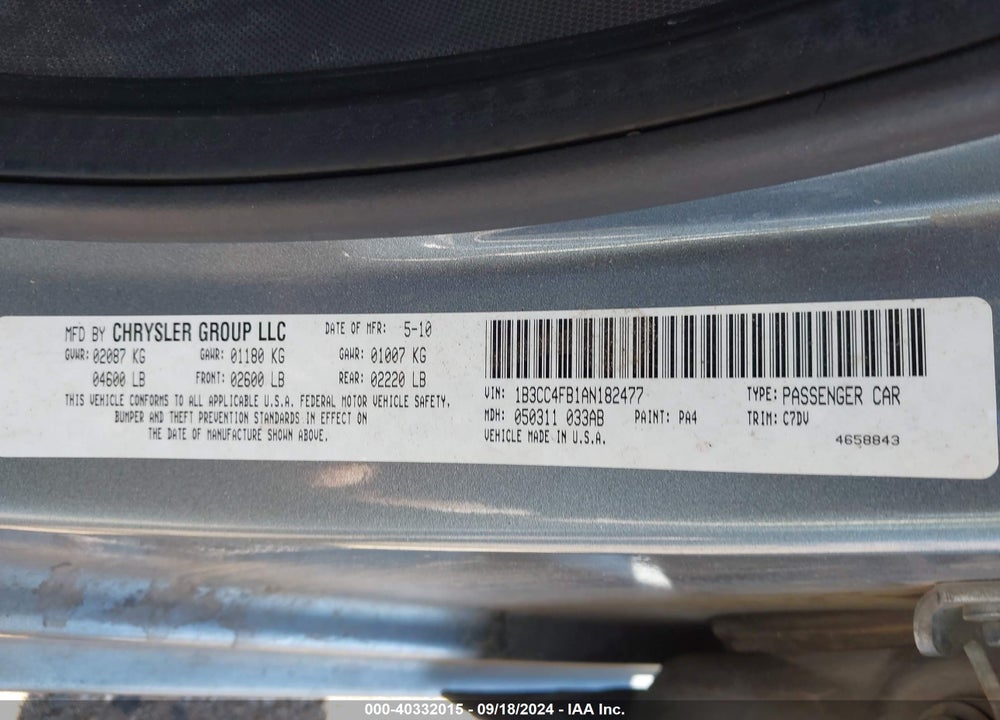 2010 DODGE AVENGER SXT VIN: 1B3CC4FB1AN182477