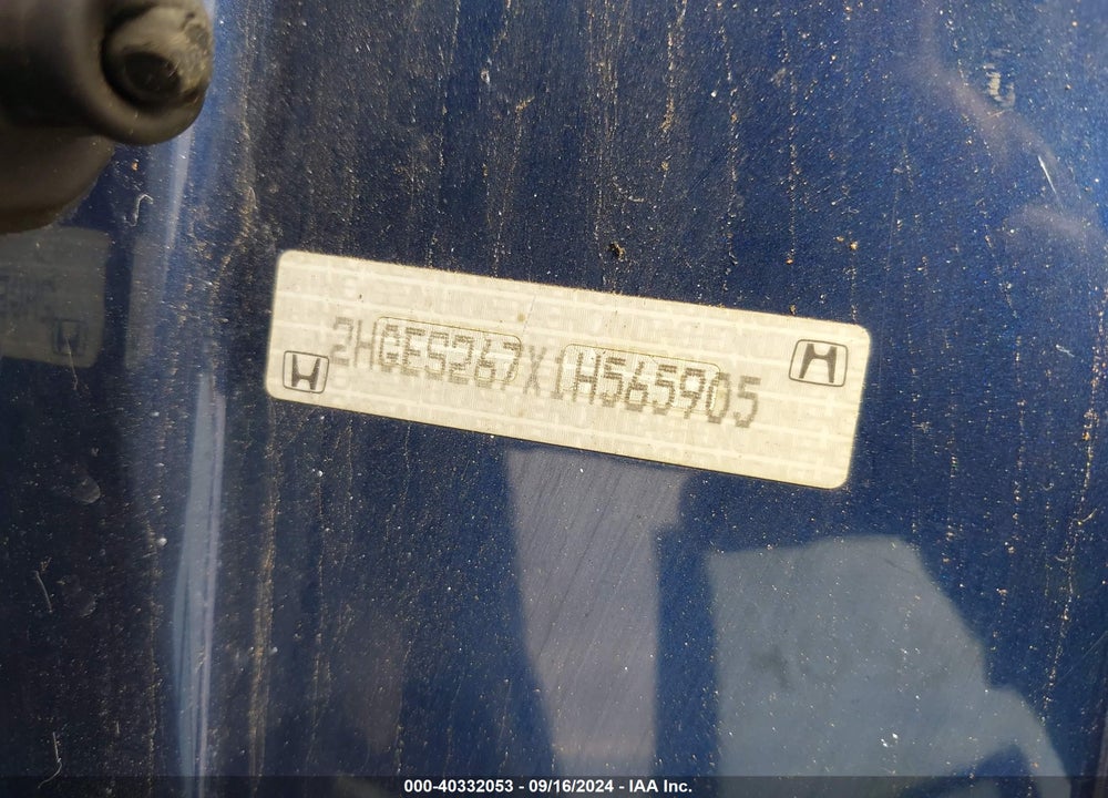 2001 HONDA CIVIC EX VIN: 2HGES267X1H565905