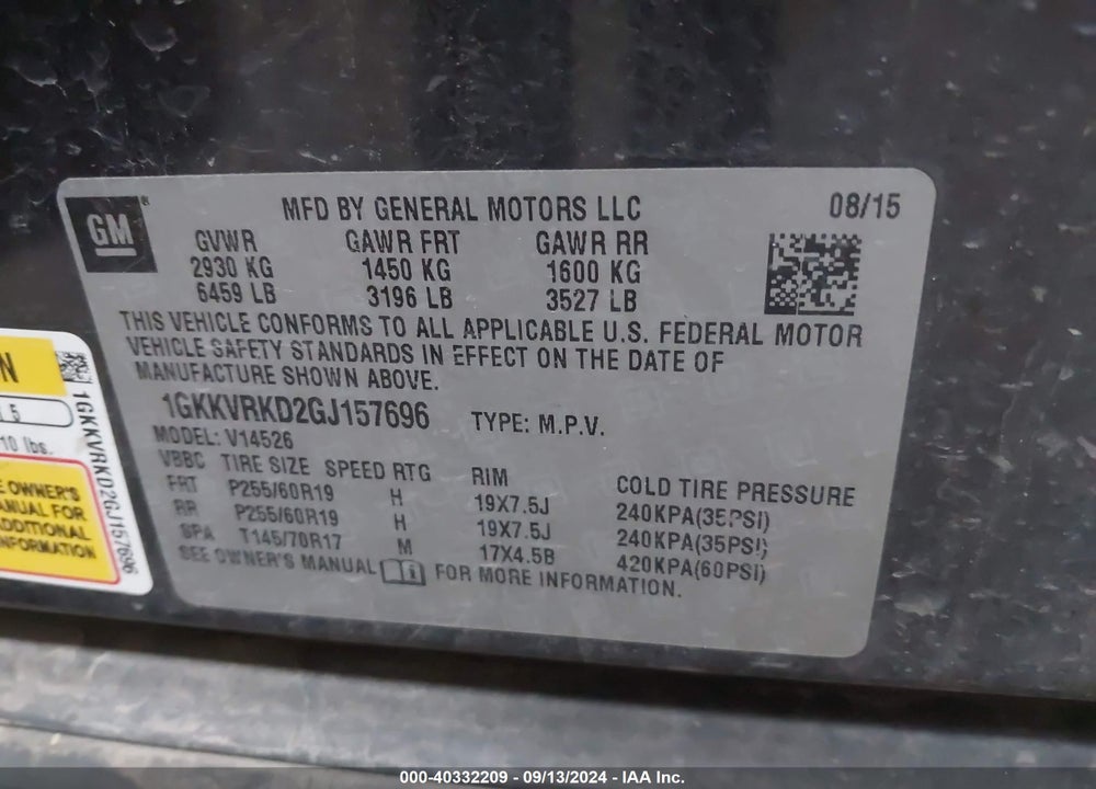 2016 GMC ACADIA SLT-1 VIN: 1GKKVRKD2GJ157696