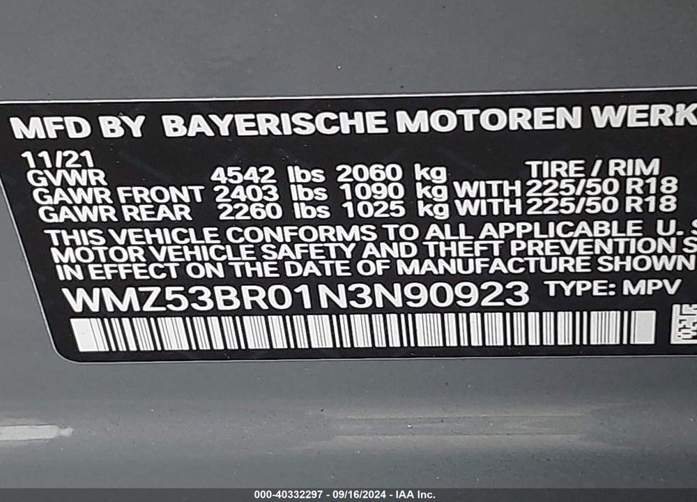 2022 MINI COUNTRYMAN COOPER S VIN: WMZ53BR01N3N90923