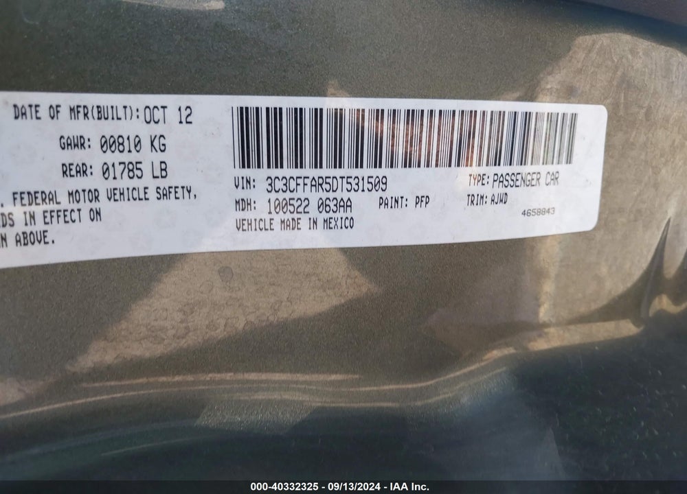 2013 FIAT 500 POP VIN: 3C3CFFAR5DT531509