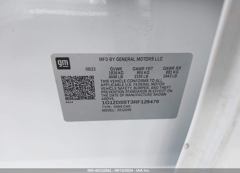 2024 CHEVROLET MALIBU FWD 1LT VIN: 1G1ZD5ST3RF129479