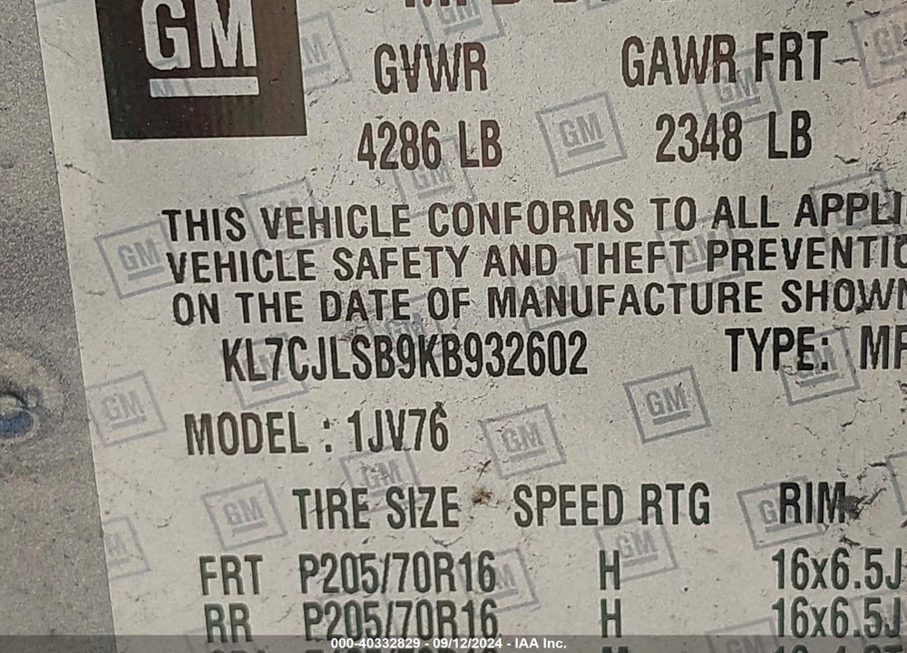 2019 CHEVROLET TRAX LT VIN: KL7CJLSB9KB932602