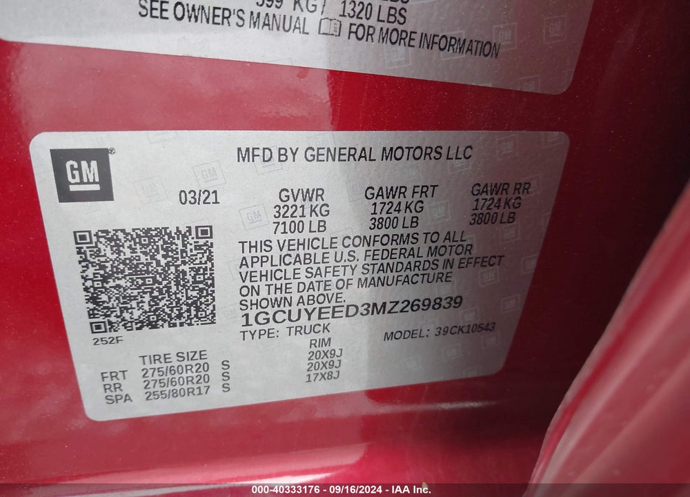 2021 CHEVROLET SILVERADO 1500 4WD SHORT BED RST VIN: 1GCUYEED3MZ269839