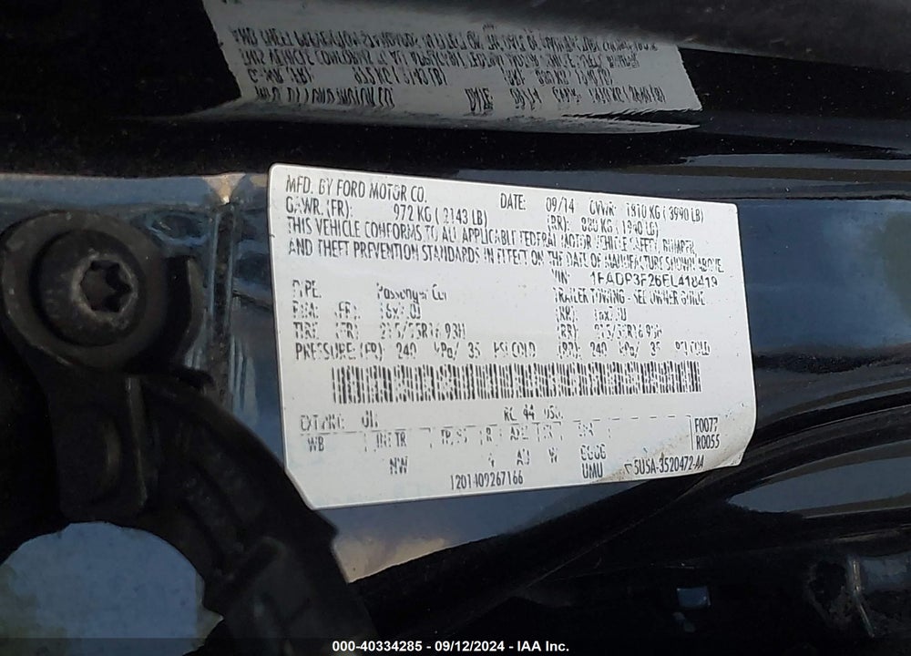 2014 FORD FOCUS SE VIN: 1FADP3F26EL418419