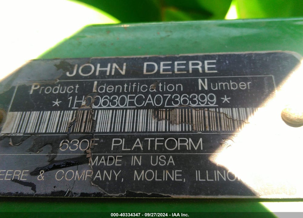 2010 JOHN DEERE OTHER VIN: 1H00630FCA0736399