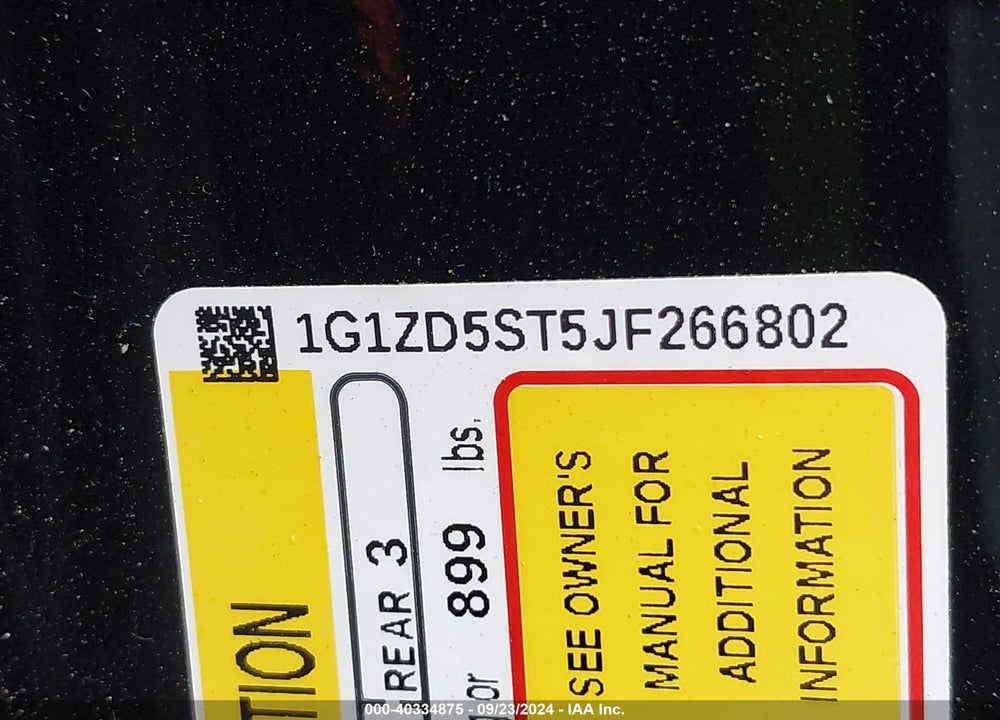 2018 CHEVROLET MALIBU LT VIN: 1G1ZD5ST5JF266802