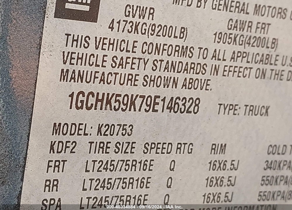 2009 CHEVROLET SILVERADO 2500HD LT VIN: 1GCHK59K79E146328