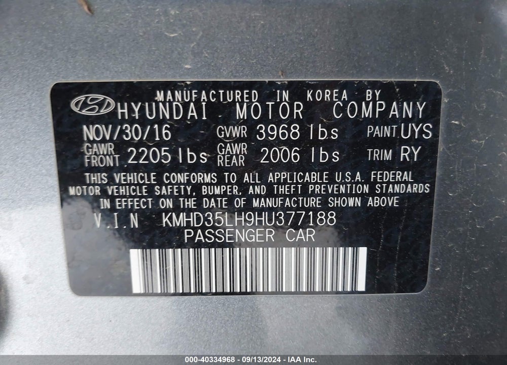 2017 HYUNDAI ELANTRA GT VIN: KMHD35LH9HU377188