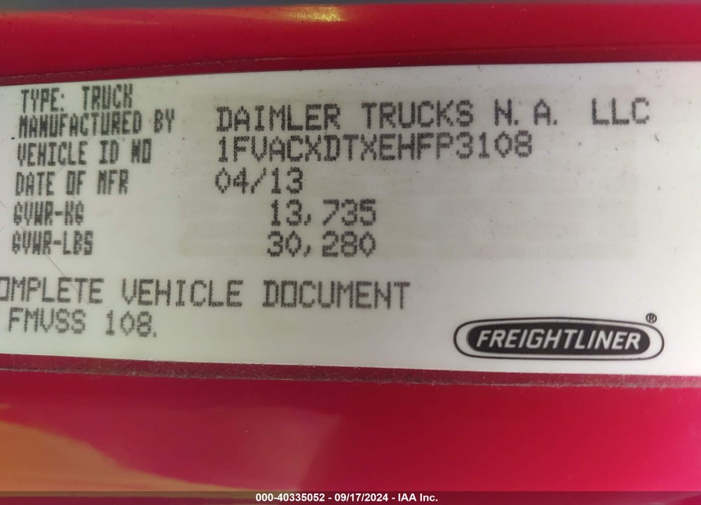 2014 FREIGHTLINER M2 106 MEDIUM DUTY VIN: 1FVACXDTXEHFP3108