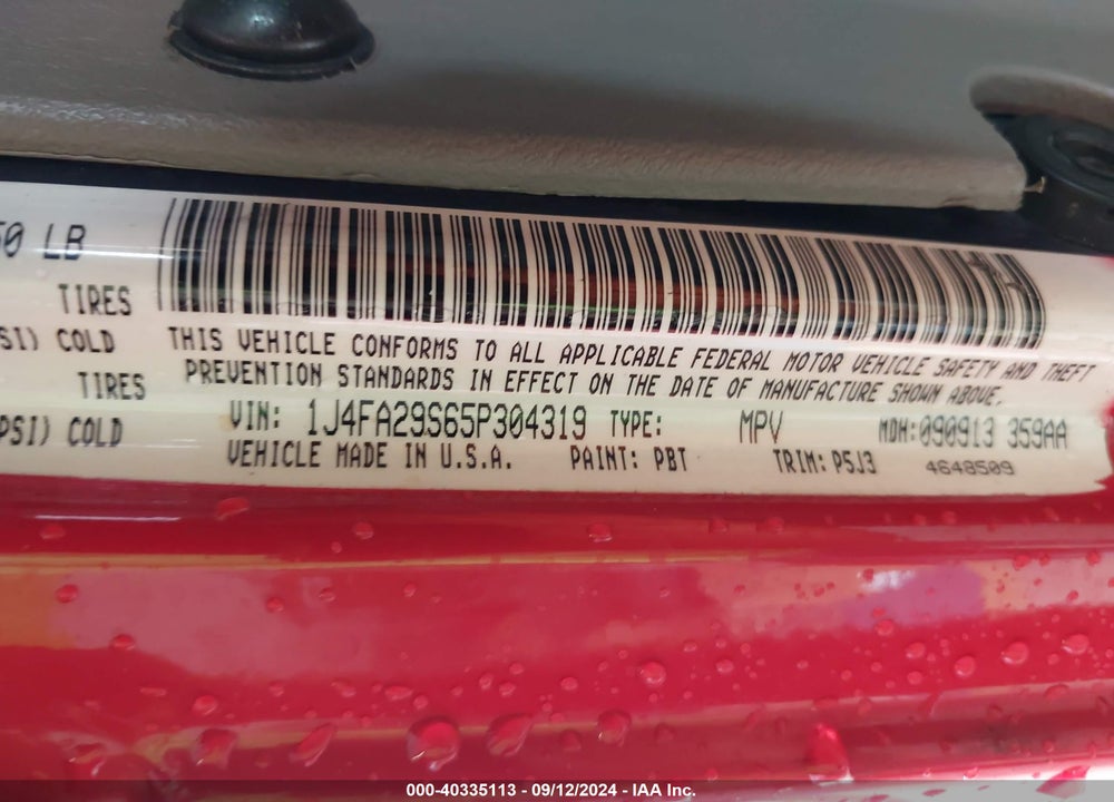 2005 JEEP WRANGLER SE VIN: 1J4FA29S65P304319