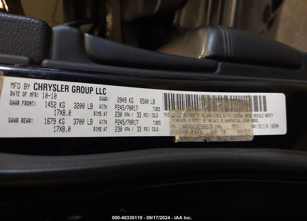 2011 JEEP GRAND CHEROKEE LAREDO VIN: 1J4RR4GG9BC566578