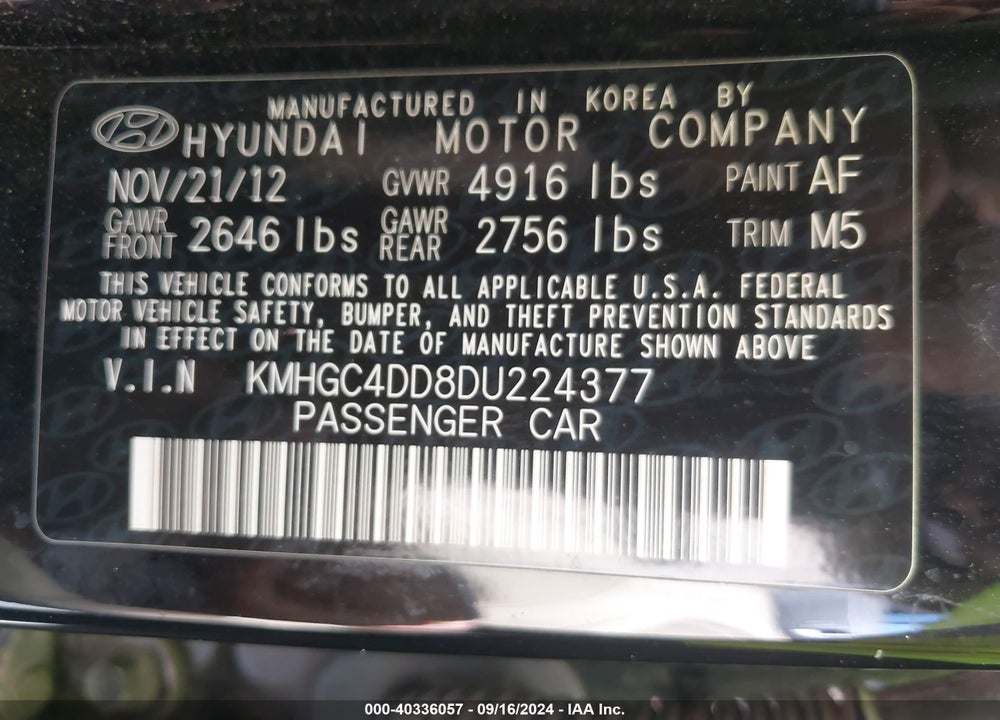2013 HYUNDAI GENESIS 3.8 VIN: KMHGC4DD8DU224377