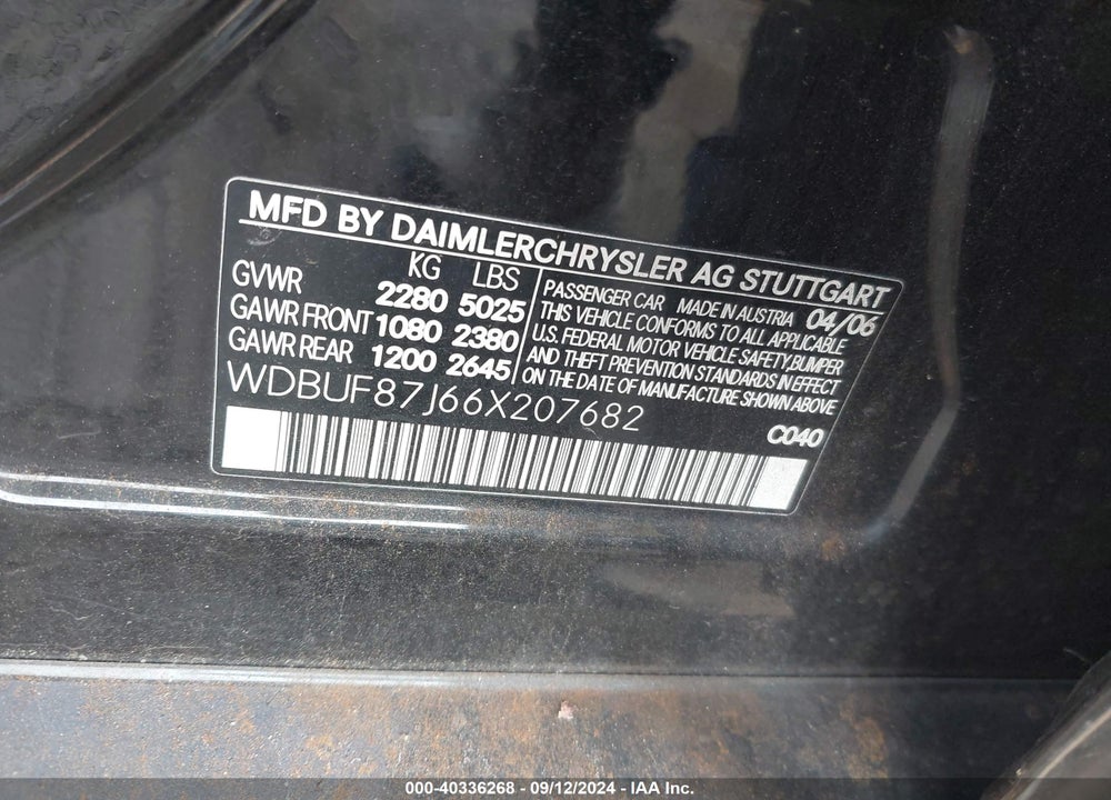 2006 MERCEDES-BENZ E 350 4MATIC VIN: WDBUF87J66X207682
