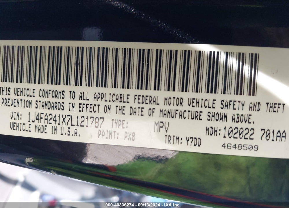 2007 JEEP WRANGLER X VIN: 1J4FA241X7L121787