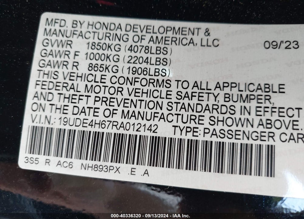 2024 ACURA INTEGRA A-SPEC TECHNOLOGY PACKAGE VIN: 19UDE4H67RA012142