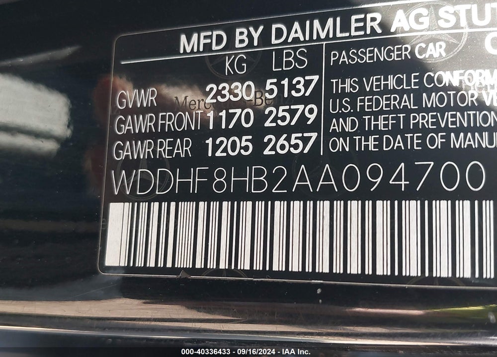 2010 MERCEDES-BENZ E 350 4MATIC VIN: WDDHF8HB2AA094700