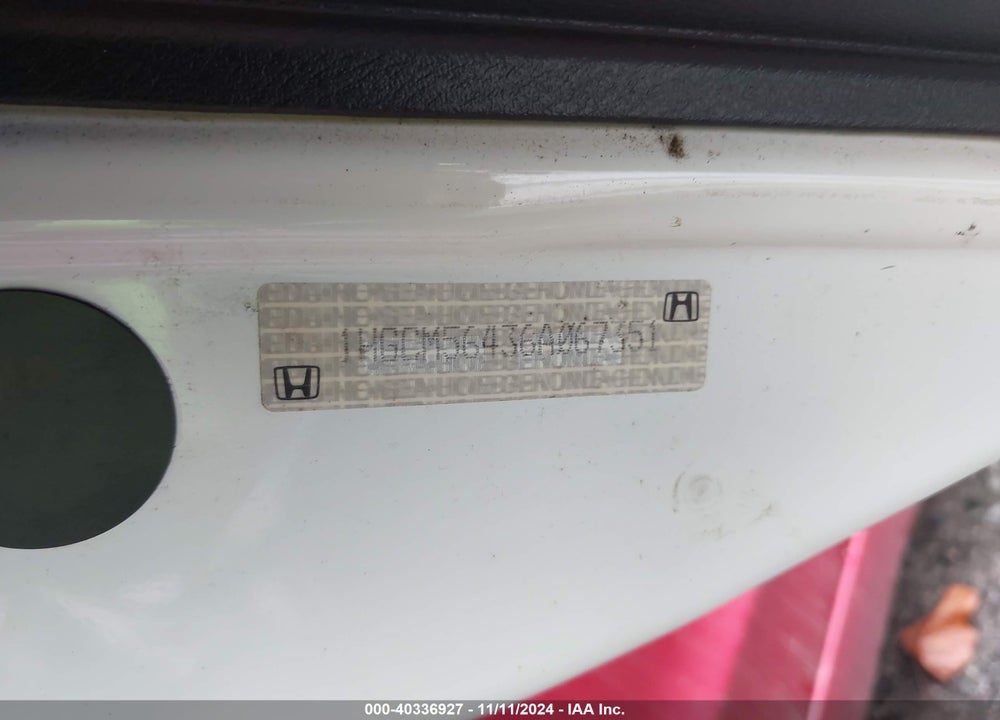 2006 HONDA ACCORD 2.4 LX VIN: 1HGCM56436A067351