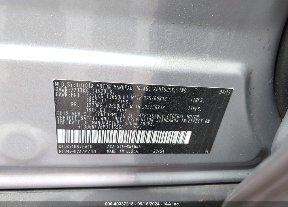 2023 TOYOTA RAV4 HYBRID LIMITED VIN: 4T3D6RFV6PU116560