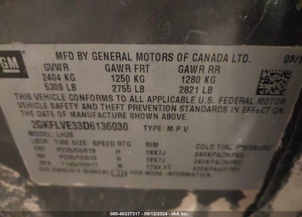 2013 GMC TERRAIN SLT-1 VIN: 2GKFLVE33D6136030