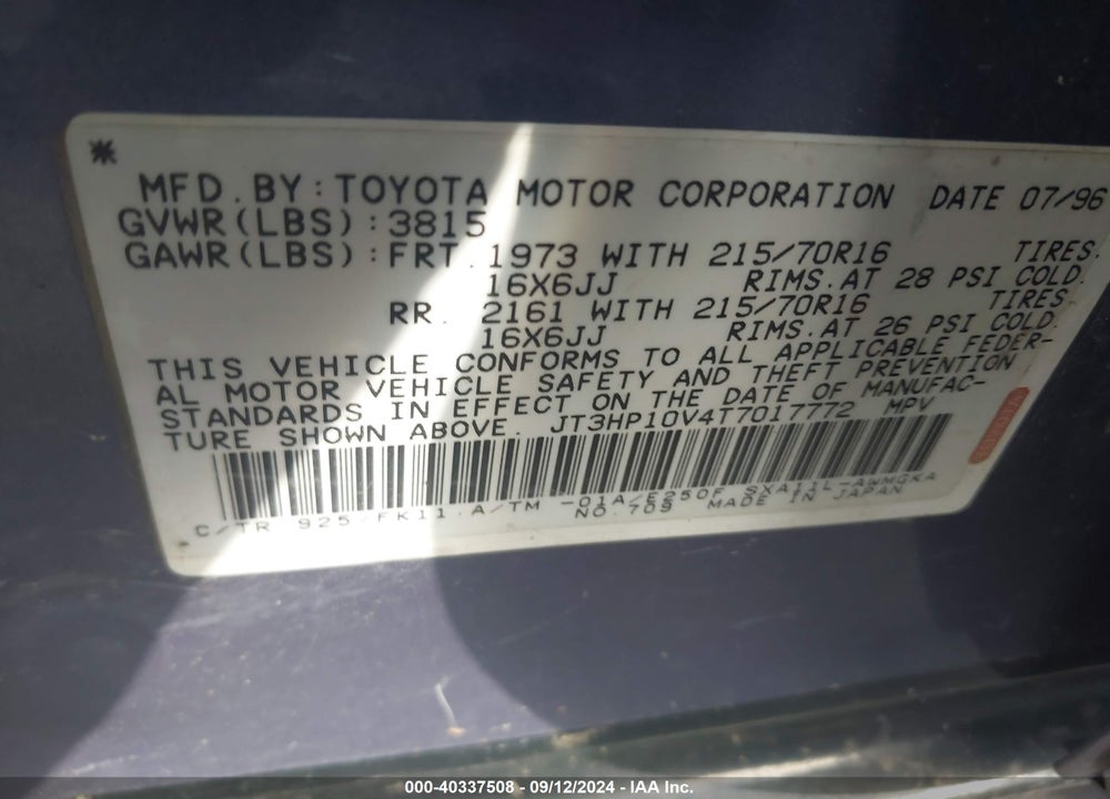 1996 TOYOTA RAV4 VIN: JT3HP10V4T7017772