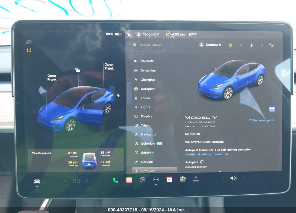 2021 TESLA MODEL Y LONG RANGE DUAL MOTOR ALL-WHEEL DRIVE VIN: 5YJYGDEE3MF300505