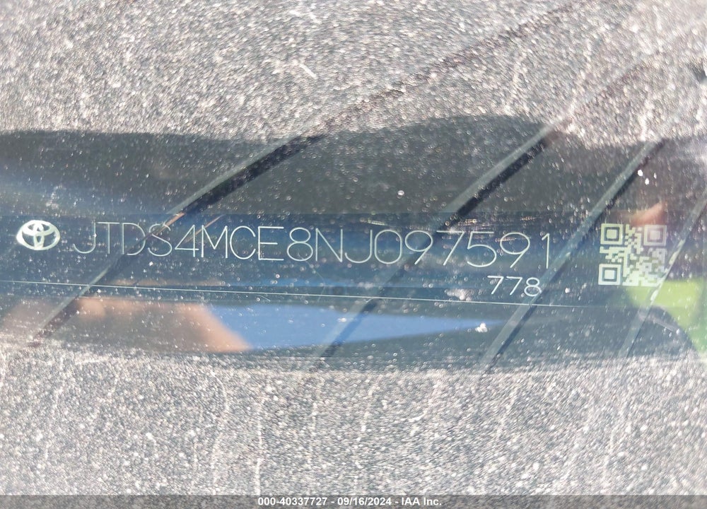 2022 TOYOTA COROLLA SE VIN: JTDS4MCE8NJ097591