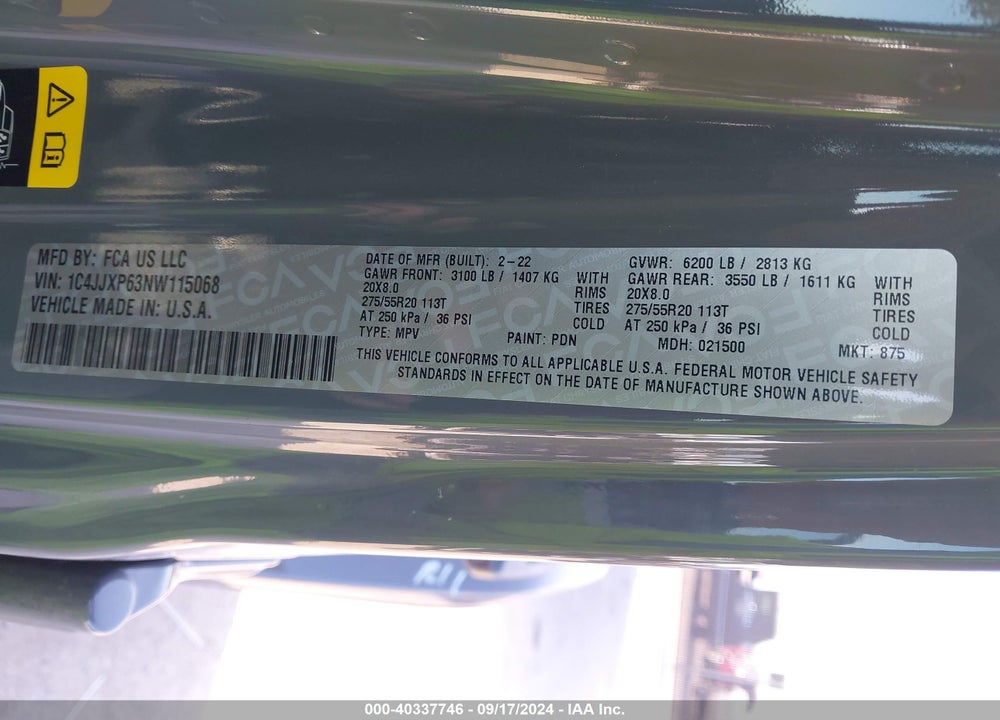 2022 JEEP WRANGLER 4XE UNLIMITED SAHARA 4X4 VIN: 1C4JJXP63NW115068