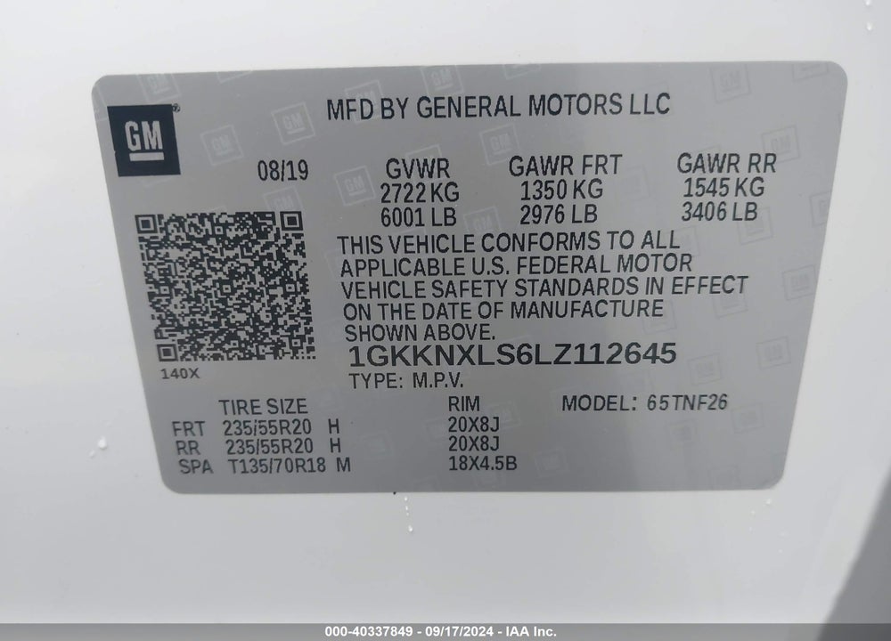 2020 GMC ACADIA AWD DENALI VIN: 1GKKNXLS6LZ112645