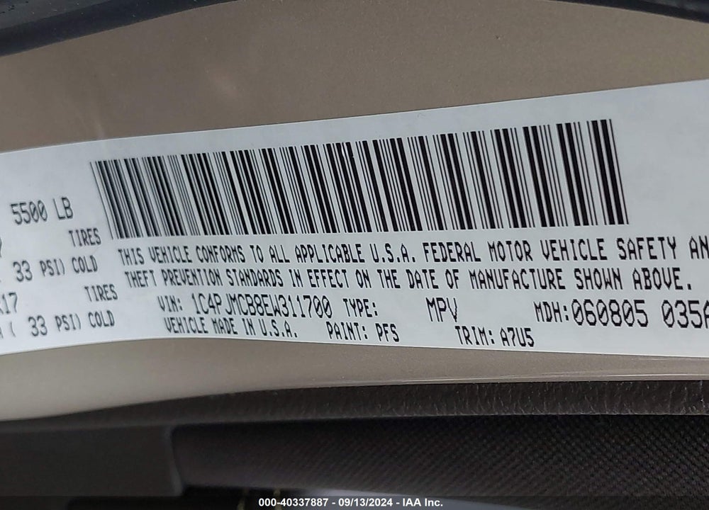 2014 JEEP CHEROKEE LATITUDE VIN: 1C4PJMCB8EW311700