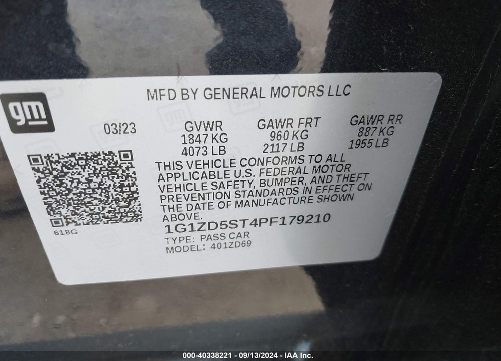 2023 CHEVROLET MALIBU FWD 1LT VIN: 1G1ZD5ST4PF179210