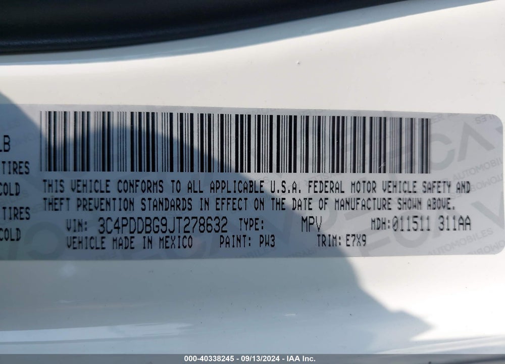 2018 DODGE JOURNEY SXT AWD VIN: 3C4PDDBG9JT278632
