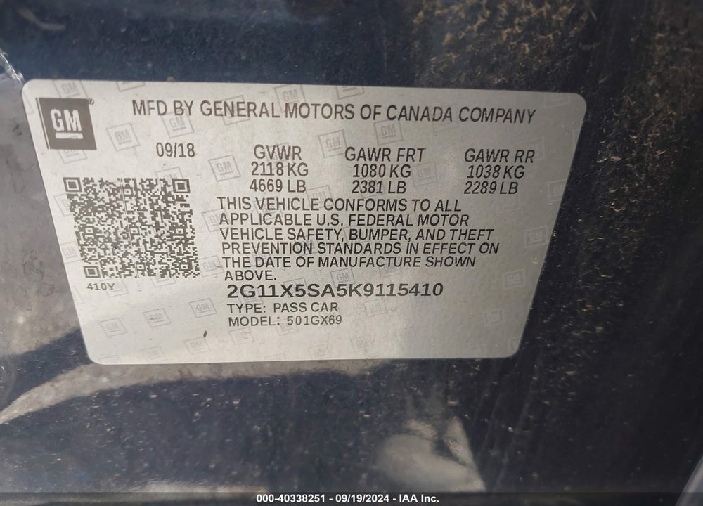2019 CHEVROLET IMPALA LS VIN: 2G11X5SA5K9115410